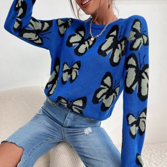 COPY - FLY AWAY Butterfly Print Long Sleeved Sweater top - Picture 7 of 7
